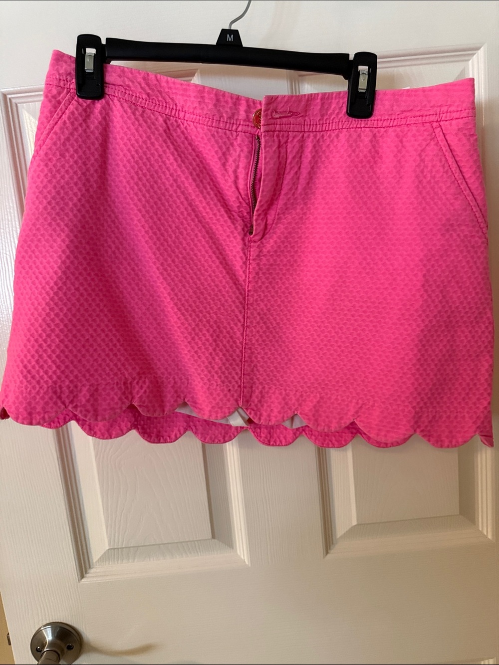 Bright Pink Scalloped Hem Mini Skirt